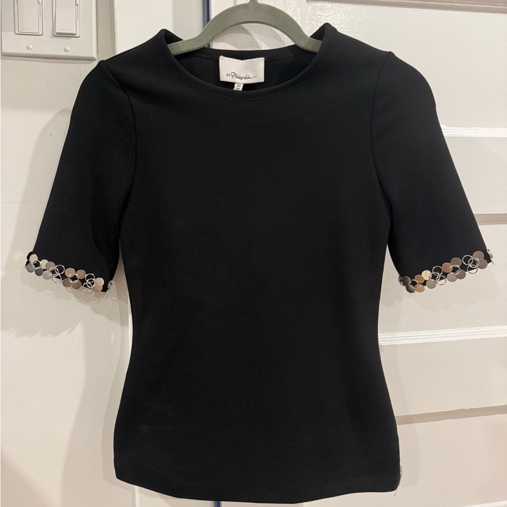 Phillip Lim Black Embellished Sleeve Top - Picture 2 of 6